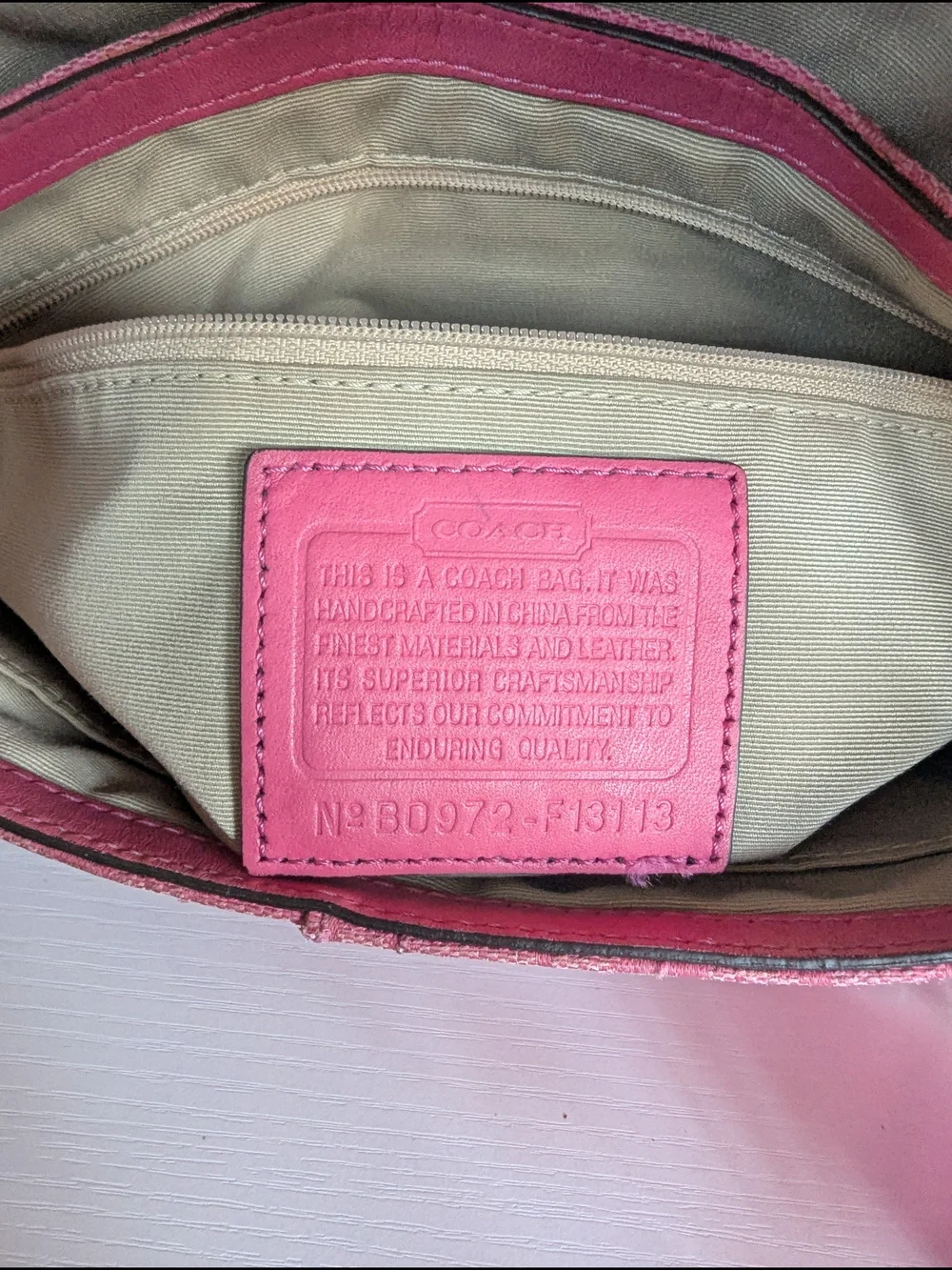 Coach Pink Signature Shoulder Bag with Buckle and Charm